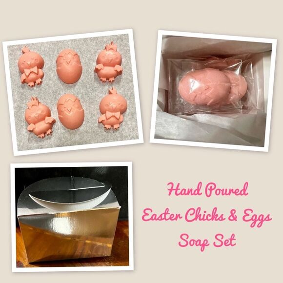 Hand Poured Easter Chicks & Eggs Soap Set, Easter Soap Set, Hand Poured Soap - Picture 1 of 1
